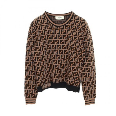 FENDI ニットセーター 44 FENDI Zucca Crew Neck Long Sleeve knitwear sweater #44 Rayon Brown