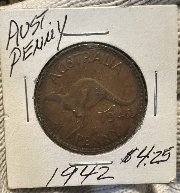 1942 I  Australia Bronze Penny 1c Australian Coin Extra Fine George VI Kangaroo