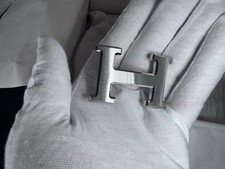 Auth Hermes Belt Double Sided Reversible Togo Calfskin Silver H Constance Buckle