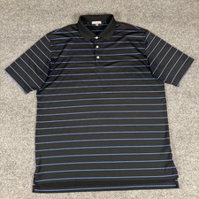 Peter Millar Summer Comfort Polo Shirt Size XL Blue Black Striped Golf