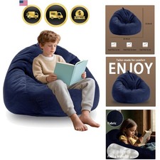 Sedia a sacco per bambini in memory foam divano salotto morbido velluto a coste 3 piedi blu navy