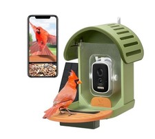 VINGUYS  Bird Feeder with Camera, 2.5K UHD Smart Bird Feeder Camera Green