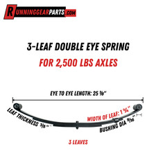 3-leaf Double Eye Spring For 2500 Lb Axles 25-18 Free Length 1-34 Wide 3-leaf Double Eye Spring For 2500 Lb Axles 25-18 Free Length 1-34 Wide