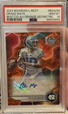 2023 Bowmans U Best #BOA-DM Drake Maye Orange Geometric PSA 10 Auto Patriots