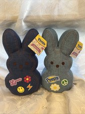 NEW w/Tags Lot of 2 Plush 11" Pillow Denim Bunny Peeps Super Soft