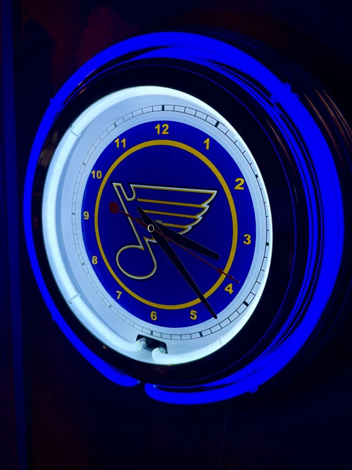 St. Louis Blues Hockey Bar Man Cave Retro Neon Adverting Clock Sign - Image 2 of 4