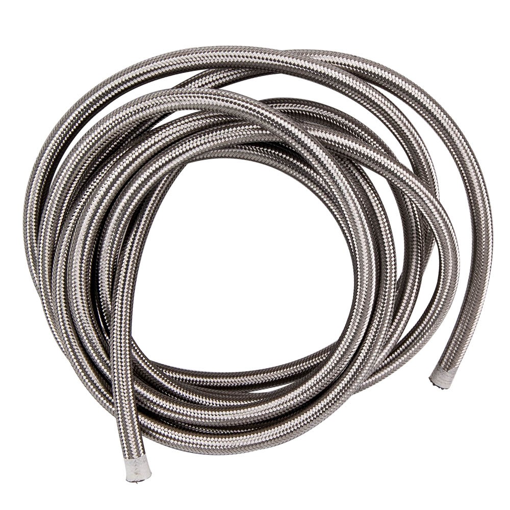 AN8 8AN Fitting Nylon Stainless Steel Braided Fuel Hose End Adapter Oil Line 6M