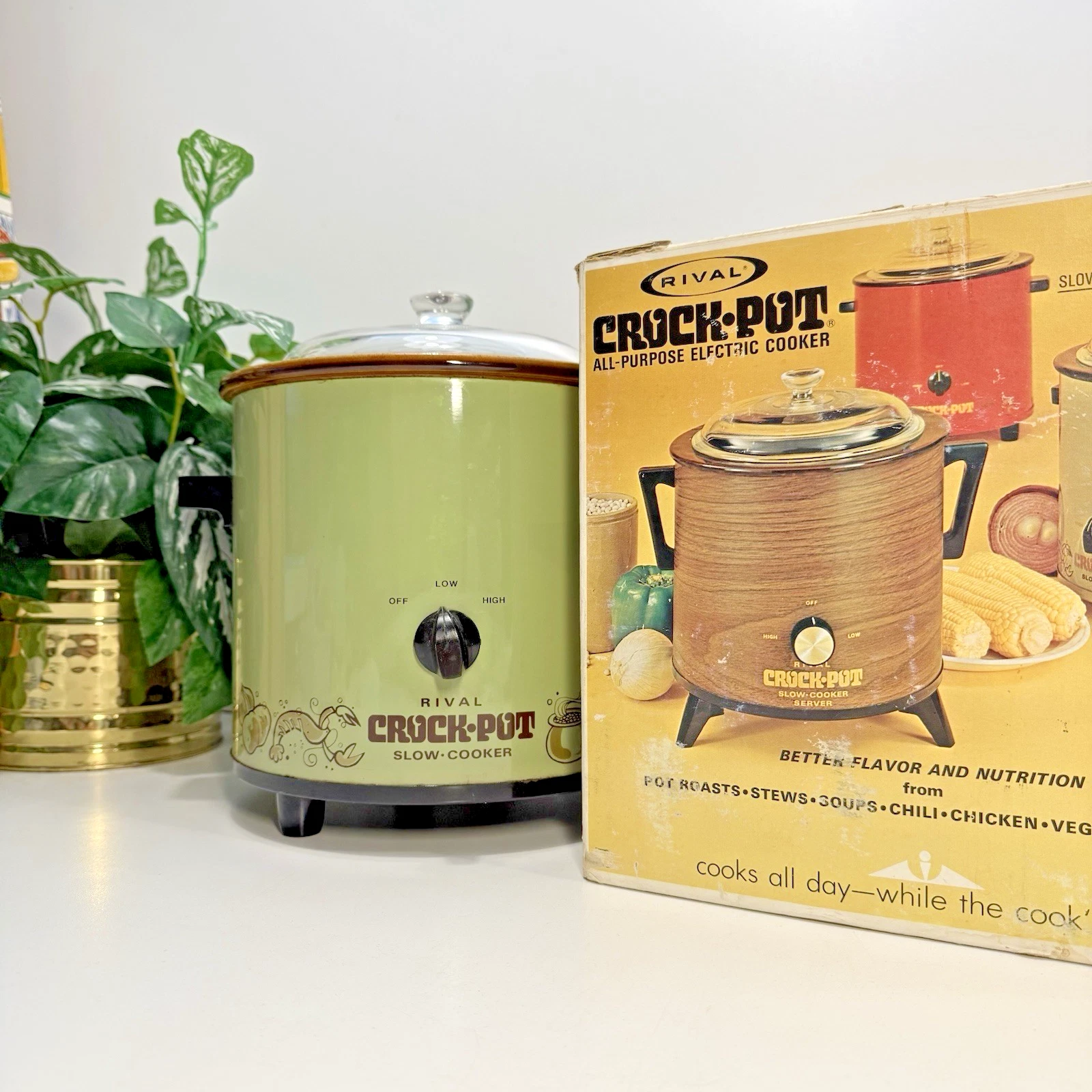 Vintage Rival 3100 Avocado Green 3.5 Qt Slow Cooker Crock Pot In Original Box
Opens in a new window