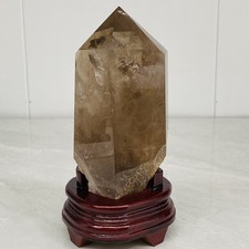 Natural Smoky Quartz Obelisk Energy Crystal Tower Point Reiki Decor+Stand 5.2LB