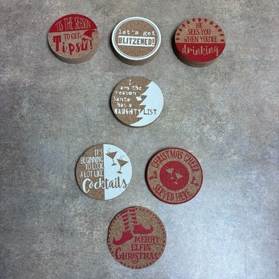 Lot Of 20 Ganz Holiday Themed Cork Coasters 4  Round