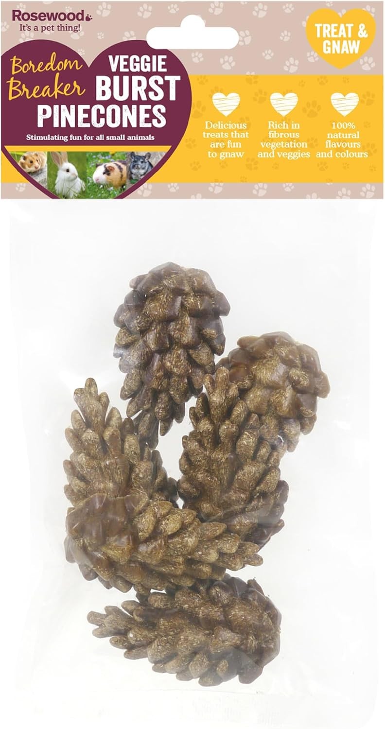 Rosewood Veggie Burst Pinecones - Treat and Gnaw, Made with Natural Grasses and