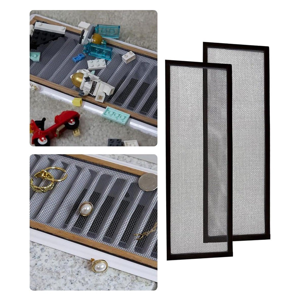 как выглядит 2-Pack 4x10 Black Floor Register Trap/Vent Mesh - Silicon Magnetic Air Vent9157 фото