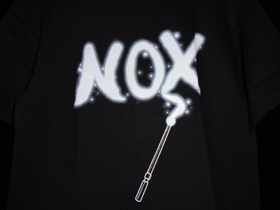 TeeFury Harry MEDIUM ''Lumos Nox'' Harry Potter Glow in Dark Parody Shirt BLACK