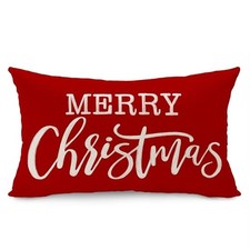 Christmas Pillow Cover 12x20 Merry Christmas Decor 20" x 12" Pack of 1 Red