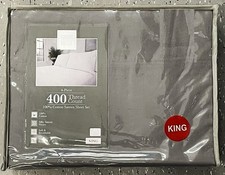 King 400TC DP 100 Cotton Sateen Good Rest Sheet Set Gray Wrinkle Resistant