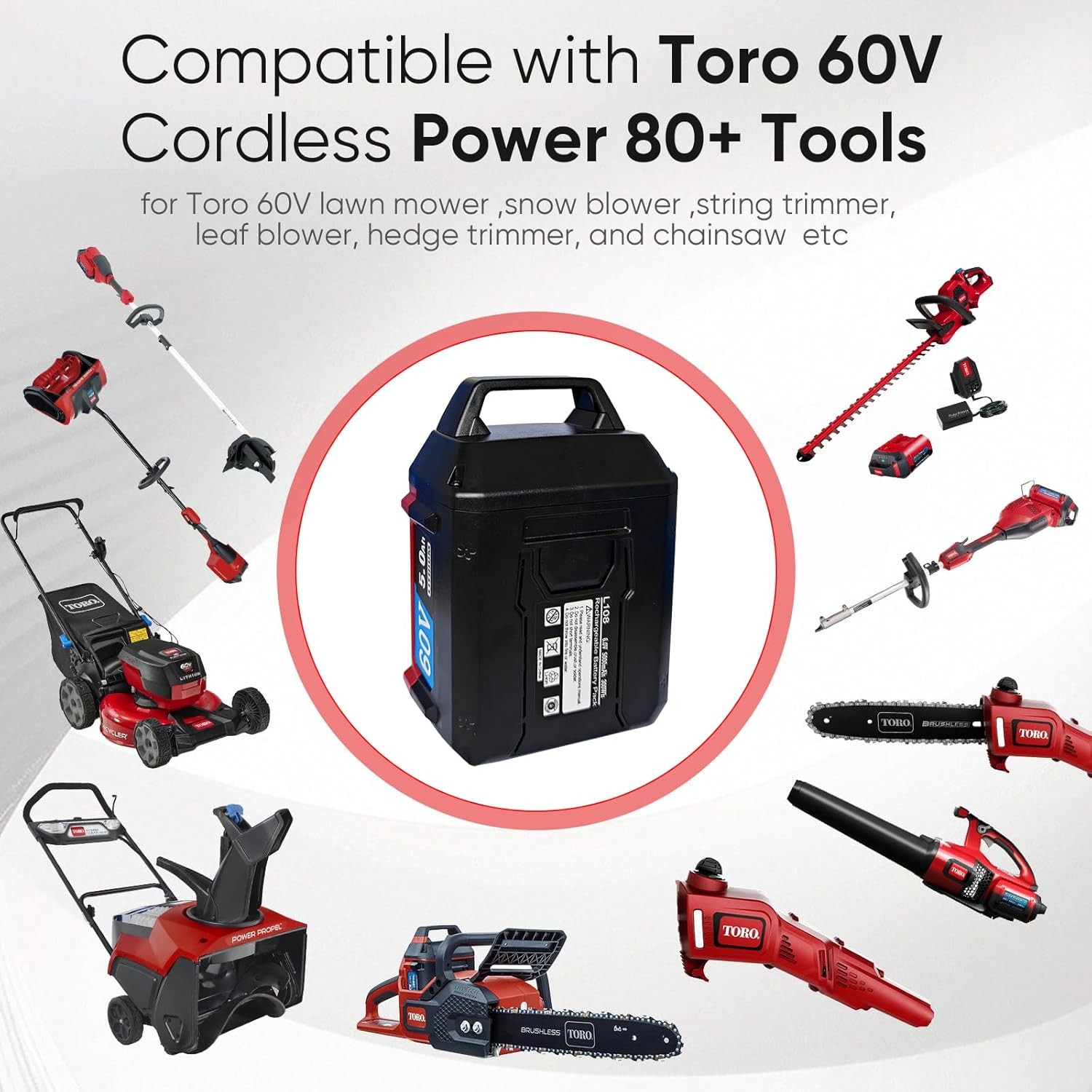 5.0Ah 60V Battery for Toro Flex-Force Tools Lawn Mowers Leaf Blowers 88640 88625