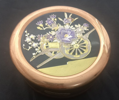 The Art of Chokin 24 kt Gold Plated Trinket Box With Lid Japan