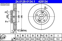 2X Ate Bremsscheibe 24.0128-0134.1 FüR Avantime Renault Espace 3 16V Turbo DE0U