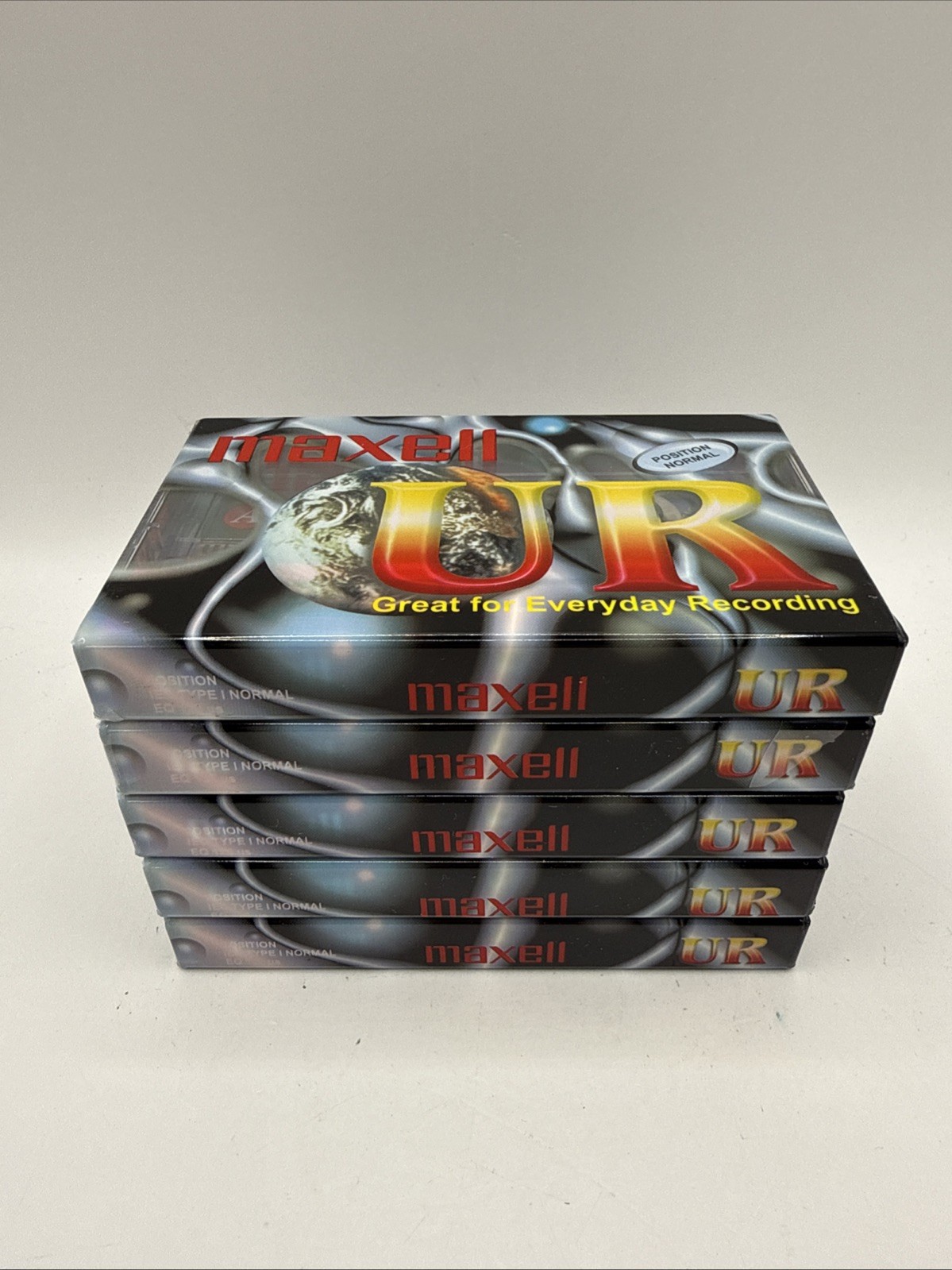 5x Maxell UR 90 Blank Audio Cassette Tape 90mins UR90, Sealed