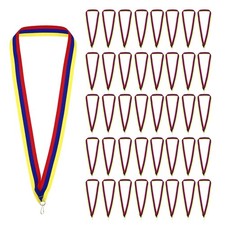 100 Pcs Award Neck Ribbons with Snap Clips Medal Lanyards Red/Blue/Yellow
