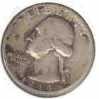 1944-S San Francisco Silver Circulated Washington Quarter Coin!