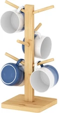 Mug Holder Tree 6-Hook Coffee Cup Rack with Anti-Slip Base Multi-Purpose