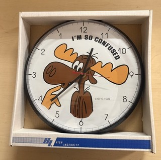 Orologio da parete vintage Bullwinkle all'indietro 1987