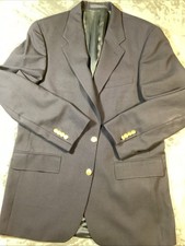 Chaps Ralph Lauren Men  s Navy Blazer 42R Pure New Wool Gold Buttons Sport Coat