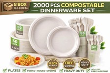 Brand New Bulk Compostable Dinnerware Set &ndash; 8 Boxes / 2000 Total Pieces