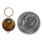 14k Yellow Gold  Tiger Eye Stone Earring Charms Add to hoops or use for a charm — photo 3