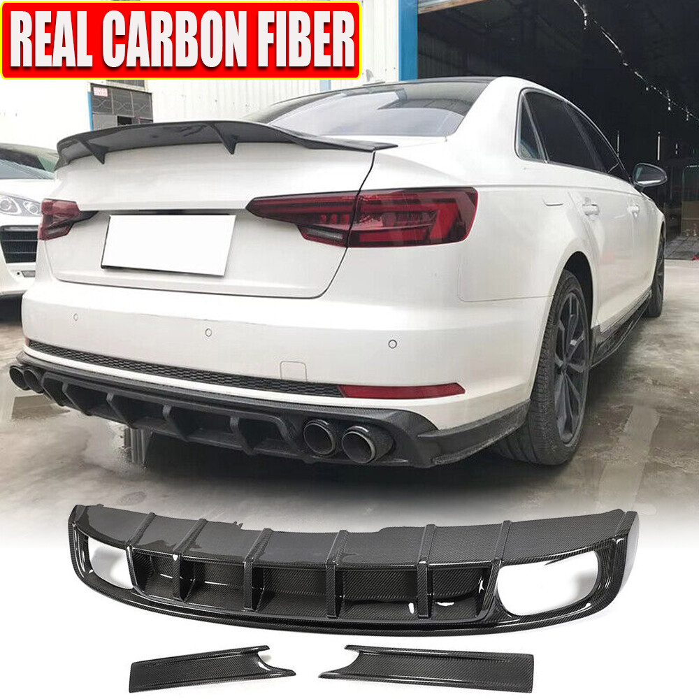 Fit For Audi S4 Sedan 2017-2020 REAL CARBON Rear Bumper Diffuser