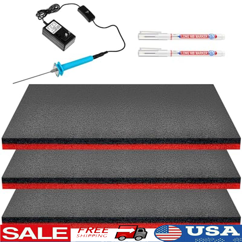 Tool Box Foam Organizer Set 3 Inserts Foam Cutter & Marker Pens Storage Non-Slip