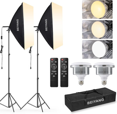 Softbox Lighting Kit, 2X20''X28'' Photography Soft Box with 2 Pcs 85W 6000K E27 