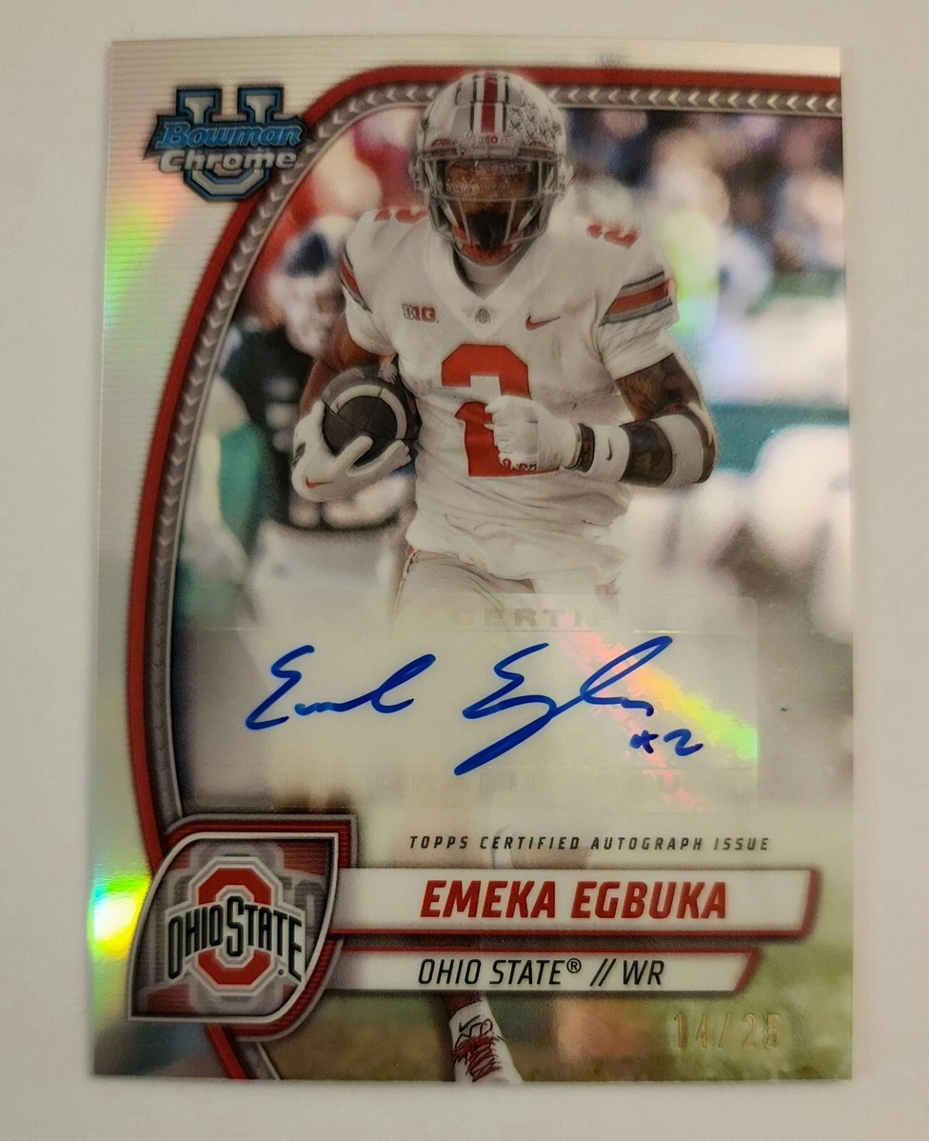 2024 Bowman Chrome University Emeka Egbuka Image Variation Auto /25 Ohio State
