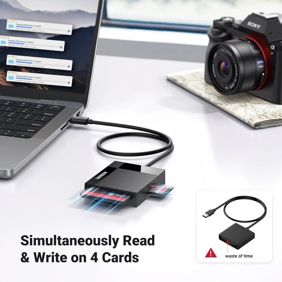 UGREEN 4-IN-1 USB 3.0 to SD Card Adapter Reading Simultaneously for SD CF TF MS - Image 4 of 4