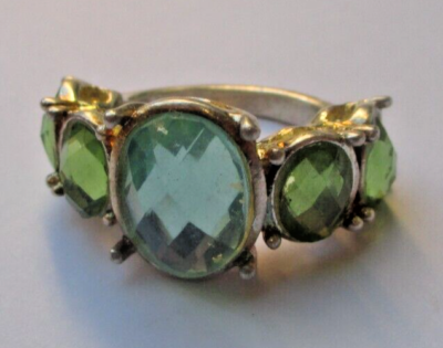 Bague Fantaisie Argentée Taille 54 Avec Cabochons Bleus Et Cristaux - Style Bohème Chic