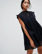 Free People Nobody Like You Boho Mini Dress, Black, Small, RRP $148