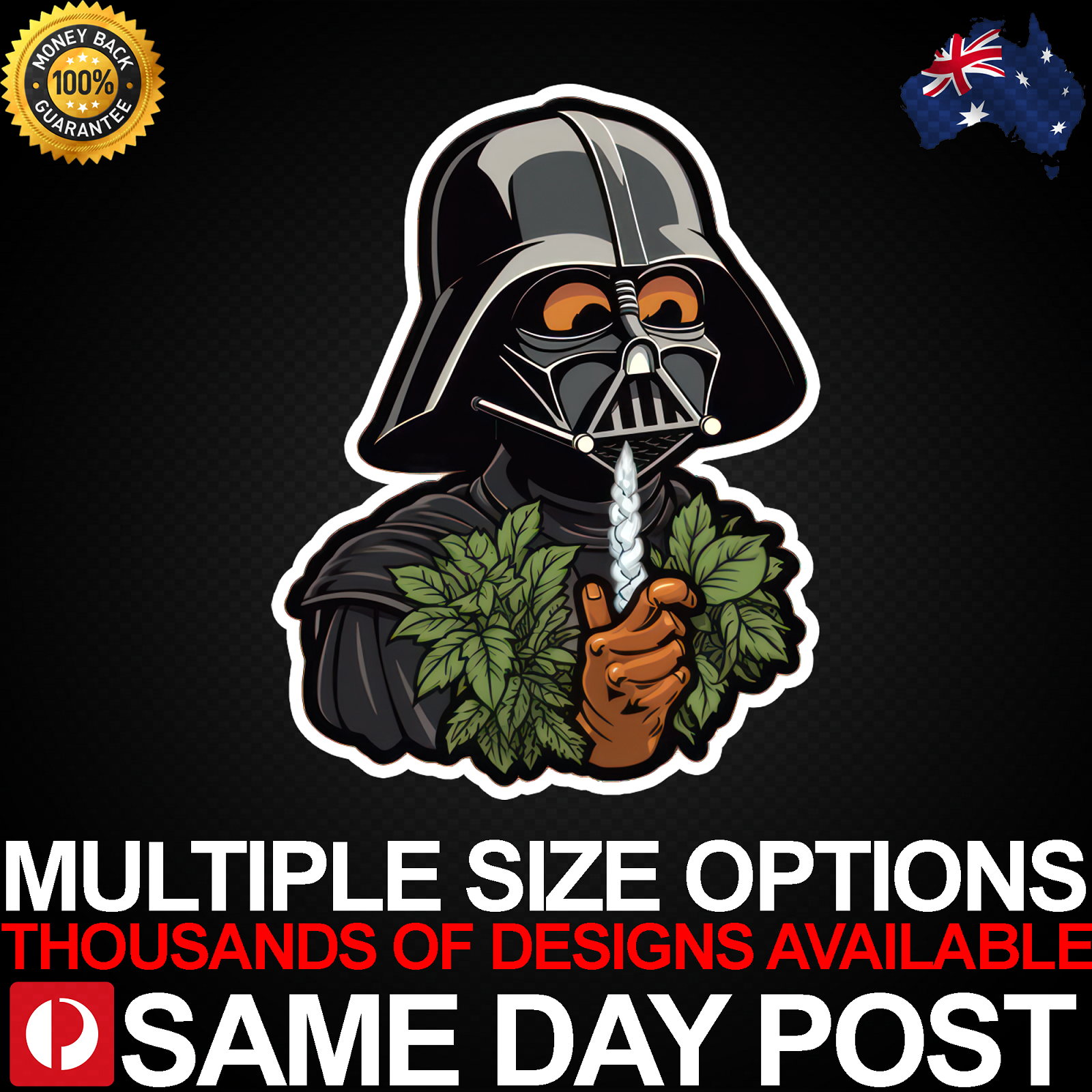 Cute Vader Marijuana Vinyl Sticker for Car Laptop Movies Smoking Characters