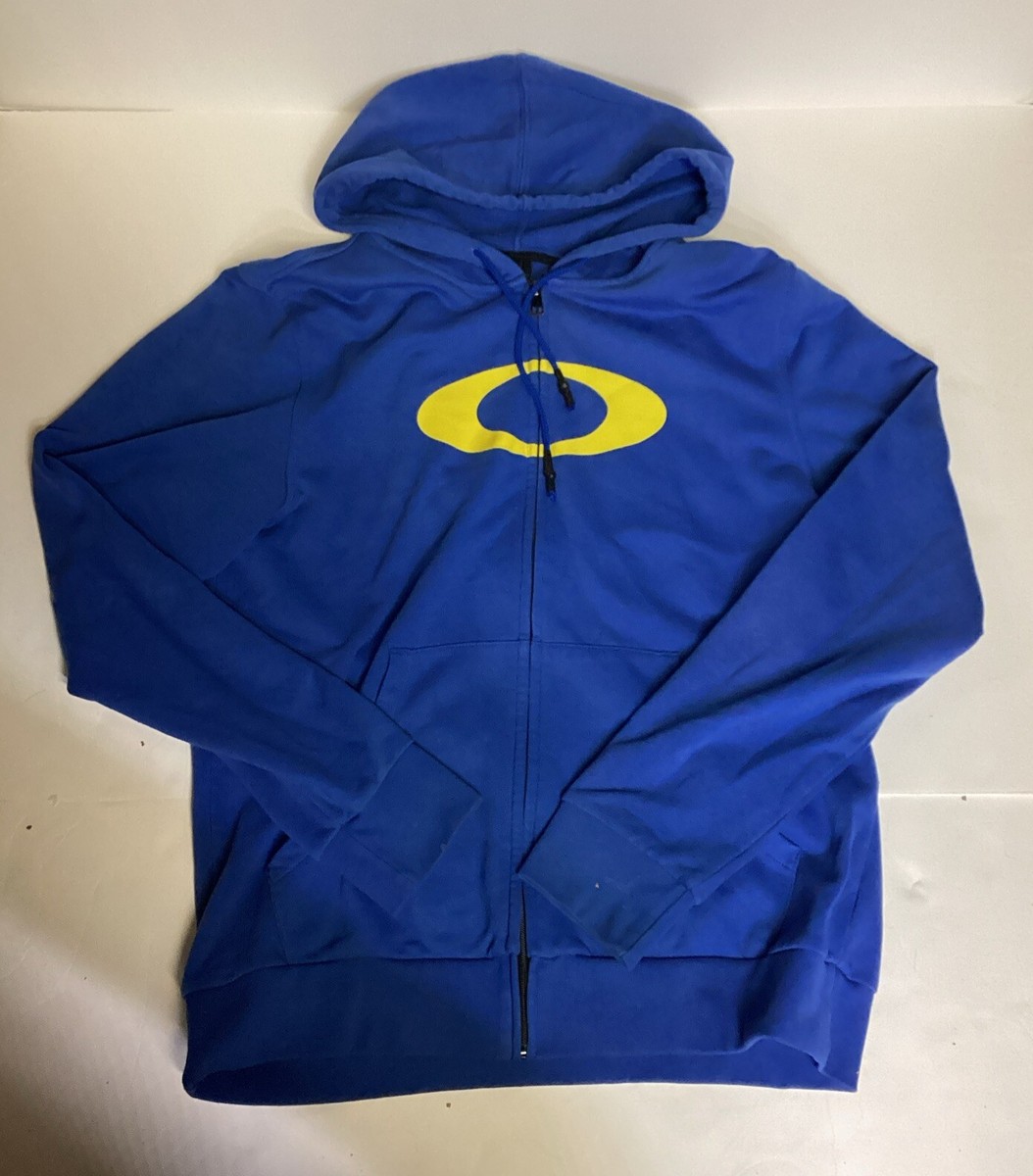Oakley Jacket Men's Sz 2XL Blue Full Zip Hoodie Hooded Logo