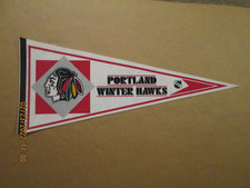 WHL Portland Winter Hawks Vintage Circa 2000's White Team Logo Hockey Pennant