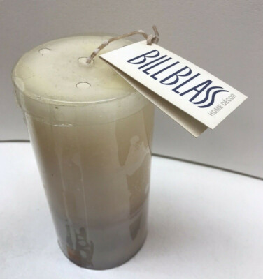 Bill Blass Pillar 6'' Wax Candle Home Decor Unscented Brown Beige Gift Idea NWT