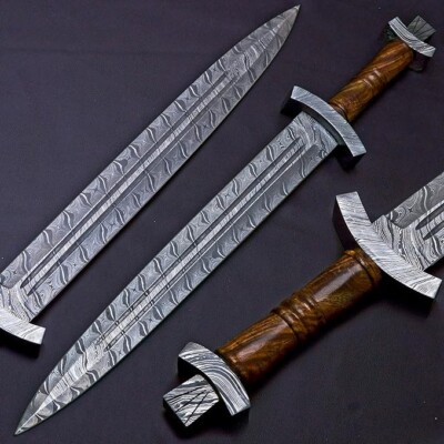 Hand Forged Viking Custom Made Damascus Steel Medieval Sword
