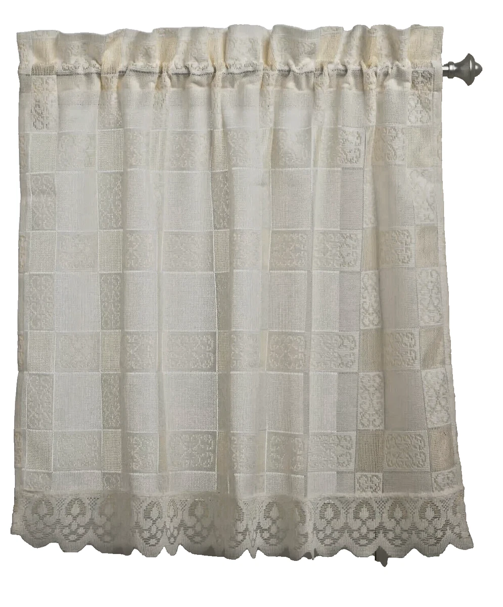 Cortina De Red Lynsey Lace Cafe Blanca - Venta Por Metro (Caída 12/18/24") Nancys Linens