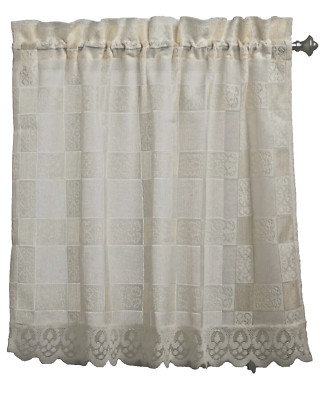 WHITE NEW Vintage Lace 36'' Long Tiers Calais Detailed Print High Quality Kitchen