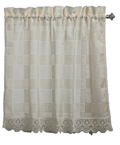 WHITE NEW Vintage Lace 36" Long Tiers Calais Detailed Print High Quality Kitchen