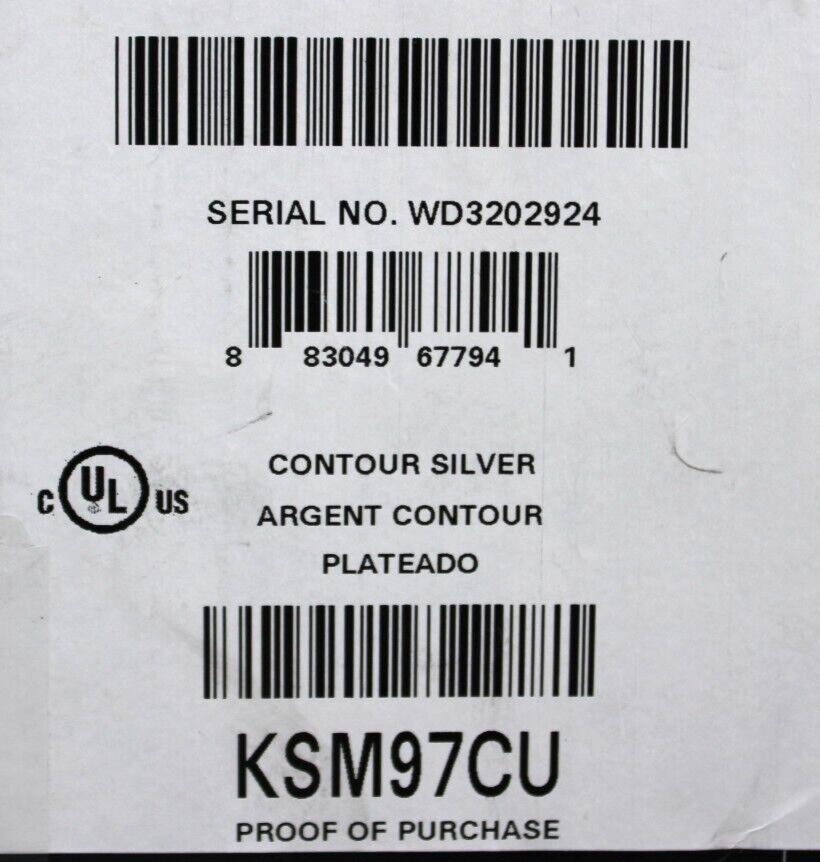 KitchenAid KSM97CU Deluxe 4.5 Quart TiltHead Stand Mixer Silver (BRAND