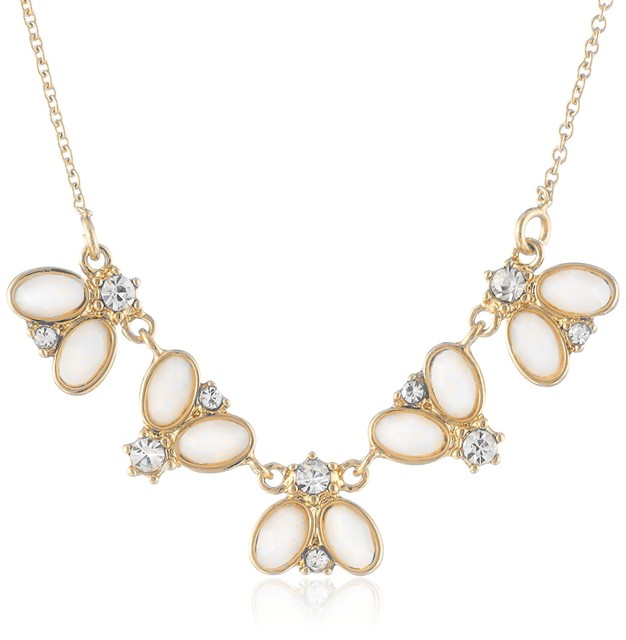 Kate Spade Women Floral Fete Mini Necklace 16" + 2" extender Gold/Cream/Clear