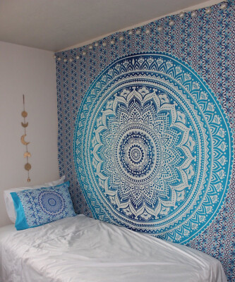 Ombre Indisch Mandala Hippie Wandteppich Wandbehang Bettwäsche Tagesdecke Eth...