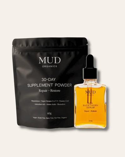 New Mud Organics GLOW INSIDE OUT BUNDLE Sea Buckthorn Serum + 30-Day ...