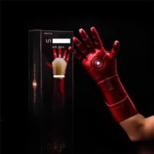 1:1 Iron Man The Avengers Tony Stark Gloves LED Light Hand Laser Cosplay Props